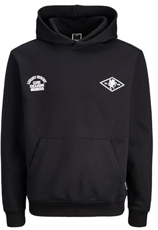JACK & JONES Jcocrest Print Sweat Hood, Negro, XL