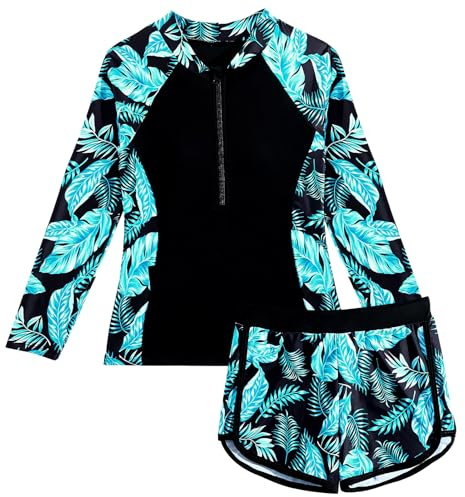 SEAUR Rashguard set med 1/2 dragkedja, badshorts, tvådelad baddräkt, solskydd, badkläder, barn, långärmad baddräkt 130–160