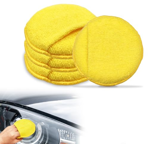 VLYX Mikrofiberpoleringsdynor 4-pack: Dubbelsidiga Ultramjuka med Ergonomisk Fingertoppsdesign - För Keramisk Beläggning, Bilvård & Lackkorrigering (Gul)