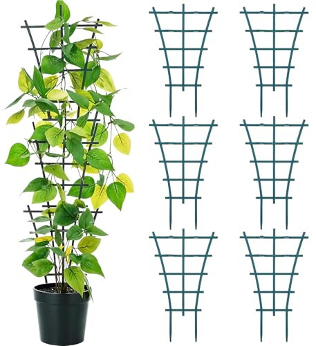 DOPENSPI Lot de 6 petits treillis pour plantes en pot, 24,4 x 15 cm, treillis empilables d'intérieur pour plantes grimpantes, support de plantes en pot superposées pour plantes d'intérieur, pothos