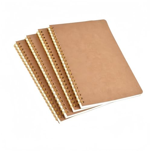 Alfven Blocco note a spirale, 4 pezzi Quaderni a Righe A5 Taccuini, 50 fogli/100 pagine copertina in carta kraft per scuola, ufficio, progetti, schizzi
