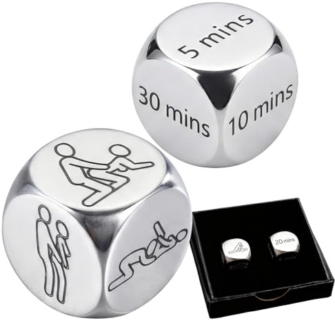 San Valentino per Lui/Lei, Gioco di Dadi Romantico per Coppie – Dadi in Acciaio Inox Tempo & Posizioni | Idea Regalo per San Valentino, Anniversari e Natale