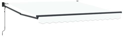 Kaorsrow Toldo con brazo articulado retráctil 300 x 250 x 165 cm, toldo manual para terraza de poliéster para jardín y terraza, toldo de pared para sombra flexible, color blanco