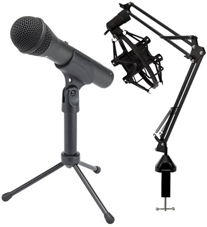 Samson Q2U Handheld Dynamic XLR/USB Microphone with Knox Gear Boom Arm, Shock Mount, Pop Filter Bundle