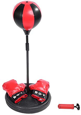 SOULONG Saco de Boxeo para niños, con Kit de Boxeo, Altura Ajustable, 70~105 cm, Punching Pelota sobre pie, para Entrenamiento Infantil, con Guantes de Boxeo, Bomba, Accesorios de instalación
