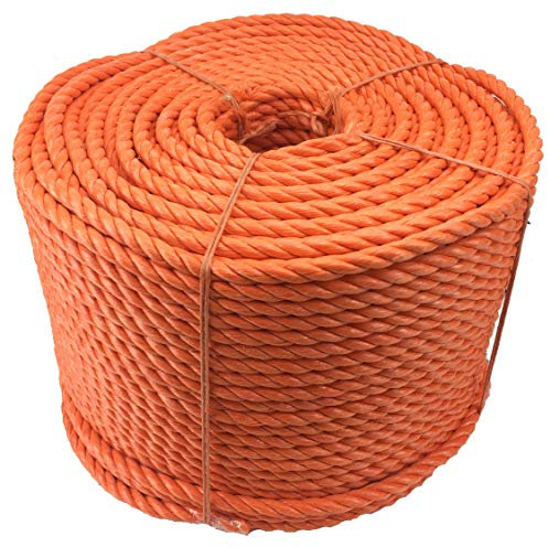 RopeServices UK 8mm Orange Polypropylene Rope x 100 Metres, Cheap Nylon Twisted Poly Ropes