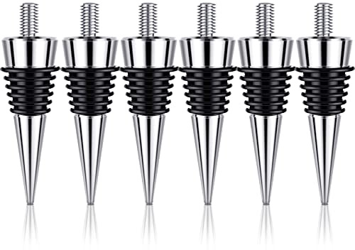 6 Pieces Metal Bottle Stopper 16 x 3/8 Blank Stainless Steel Wine Bottle Stopper Kit Reusable Wine Saver Corks Chrome Bottle Stopper Set Hardware for Wedding Wine Party Bar Turning