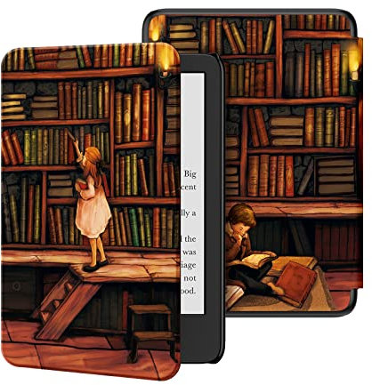 Ayotu Custodia per 6 Nuovo Kindle 11ª Generazione 2024/2022 (Modello: RS23CV/C2V2L3), Smart Cover con Auto Wake/Sleep, La Biblioteca