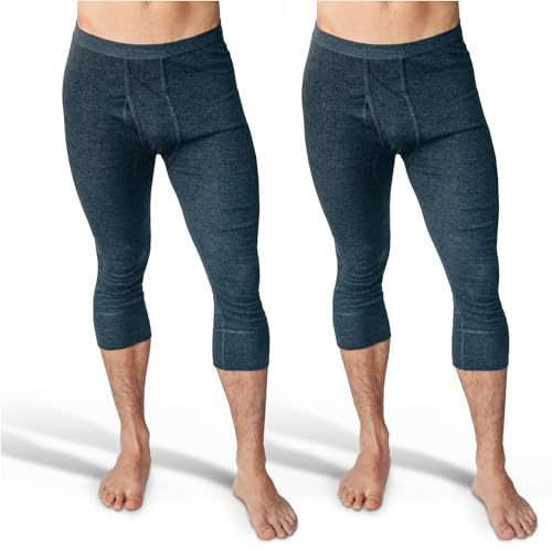 SES 3/4-långa kalsonger för män, 2-pack med gylf och mjukt midjeband av 100 % bomull