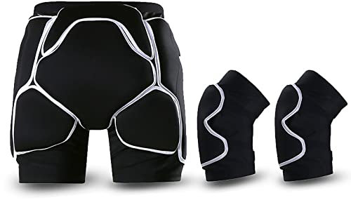 JSSEVN 3D EVA vadderade shorts höft rumpa skyddande korta byxor andningsbara stötskydd skateboard höftbyxor -S (35–50 kg)