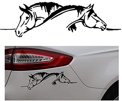 Autoaufkleber Autosticker Decal Aufkleber Sticker,Persönlichkeit herrschsüchtig Pferd Auto Aufkleber Zwei Pferd Auto Aufkleber stilvoll