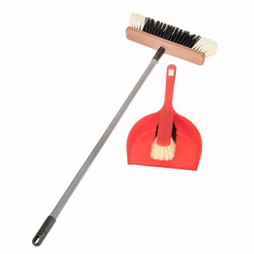 SIDCO Kehrset Zimmerbesen + Teleskopstiel + Schaufel & Besen Kehrgarnitur rot Stubenbesen