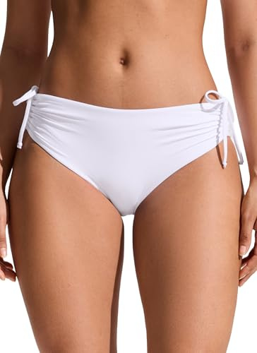 CRZ YOGA Taille Moyenne Ruched Bas de Bikini | Coupe Jambe Moyenne, Couverture Modérée, à nouer sur le côté, Natation, Slip de Bain pour Femme