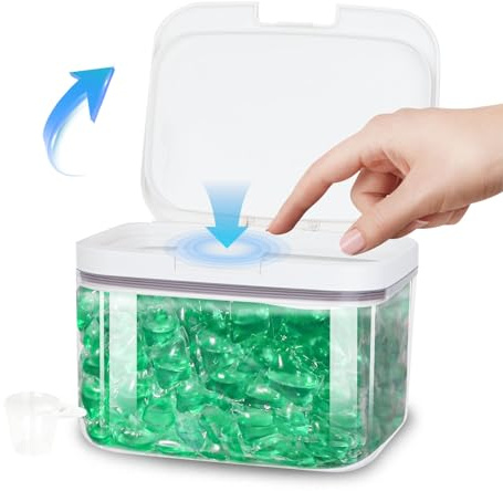 sunal Waschmittel Aufbewahrung 2.8L,Waschpulverbehälter mit luftdichtem Deckel,Mehrzweck-Waschmittelbox, verwendbar für Katzenfutter, Hundefutter-Aufbewahrungsbox,Transparent