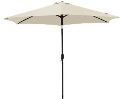 JJ. Parasol droit rond inclinable Juanito Ø270 cm Parasol droit Ø2,7 m Meilleur rapport qualité/prix Ouverture avec manivelle Beige ivoire