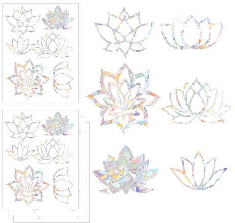 Moguri Lot de 4 feuilles d'autocollants de fenêtre anti-collision pour éviter les chocs d'oiseaux, autocollants de fenêtre avec motif prisme pour oiseaux, autocollants d'avertissement de protection,