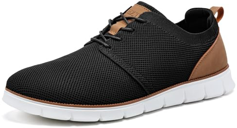LEZTA Baskets Homme Respirantes en Maille Chaussures de Ville Polyvalentes Légères Confort pour Bureau Style Oxford Décontracté Noir 43