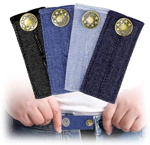 Tapvai 4 Pezzi Bottone Allarga Pantaloni, Estensori Elastiche Vita, Allarga e Stringi Jeans Gonne Premaman
