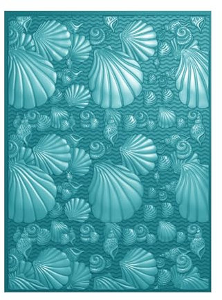 3D-Prägeschablone für Kartenherstellung, Muscheln, Kunststoff, Prägeschablone, Texturvorlage für DIY, Scrapbooking, Papierbasteln, Kunstbedarf, Handarbeit, Basteln, Sommer, Geburtstag, Hochzeit