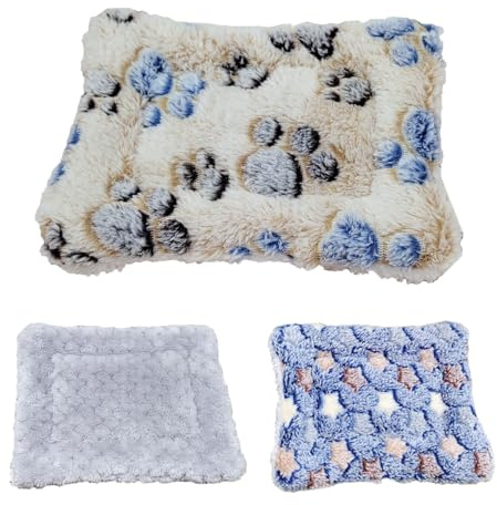 ZYEKIU 3 Piezas Cama de Felpa para Animales Pequeños, Manta Perro Pequeño Suave y Cómodo Conejo Felpa Manta Animales Cama de Perro Lavable, para Conejillos de Indias Conejos Hámsters (Tipo B)