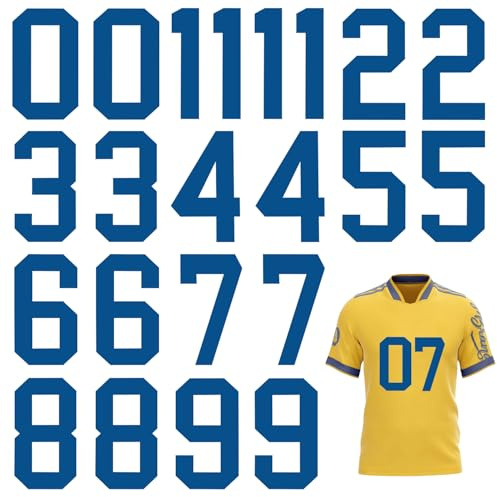 AXEN 22pcs Large Iron on Numbers, 8 Inch Heat Transfer Vinly Numbers for Jerseys Clothing T-Shirts Printing DIY Craft, Blue
