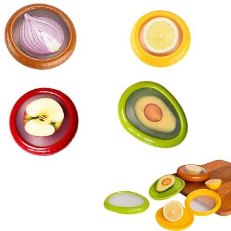SZHUGEKI 4 recipientes de silicona, recipientes reutilizables para frutas y verduras, caja para almacenar cebollas, tomates, limones y aguacates