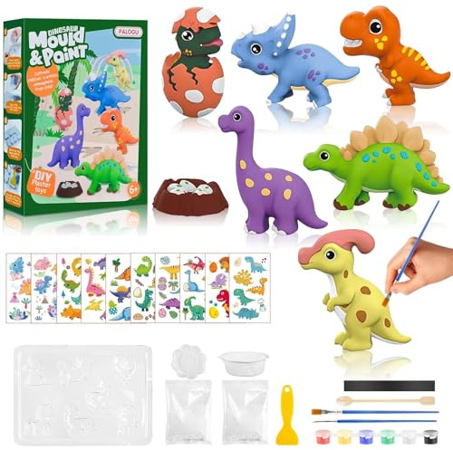 Dinosaure Jouet Kit de Peinture Enfant, Jouet de Peinture 3D, Activites Manuelles pour Enfants, Loisirs Créatifs Bricolage Enfant avec Moule Plâtre, Cadeau Fille 6 7 8 9 10 12 Ans pour Anniversai