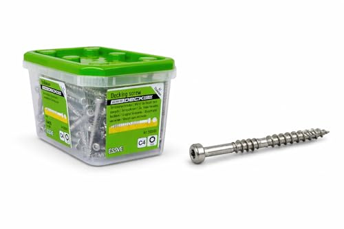 ESSVE Viti per terrazze, in acciaio inox A2, 4,8 x 55 mm, TX20, ESSDECK Max, per legno e assi da terrazzo, autoforanti, testa cilindrica, antiruggine, 1000 pezzi