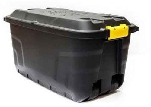 Strata Storage Trunk with Lid and Wheels 75Litres W420xD770xH400mm Heavy Duty Black Ref XW441-BLK/YEL-SP 137729