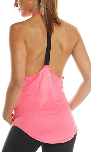 icyzone Damen Fitness Sport Tank Top Ärmelloses Sport Oberteil Yoga Gym Shirt (XL, Hot Pink)