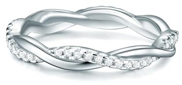 Trilani Damen-Ring Verlobungsring Sterling Silber mit Zirkonia weiß in Brilliant-Schliff - Wickelring mit Stein Trauring geschwungen