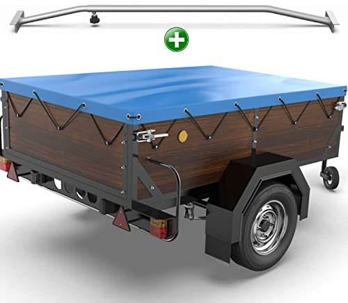 Tarpofix® Anhängerplane 160 x 120 cm + 1x Planenbügel | Anhänger Plane Flachplane aus PVC PLANENMATERIAL | Verstärkte HP DDR Anhänger Plane für Diverse PKW Hänger | Abdeckplane + Flachplanenbügel