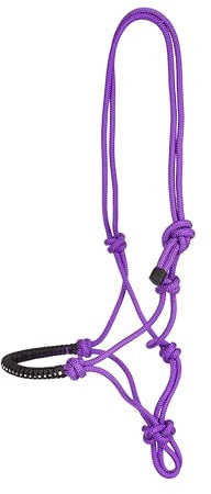 USG 15050024 Knotenhalfter, umflochtener Nasenriemen mit Glitzersteinchen, Lila, Vollblut/Warmblut