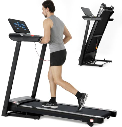 NOVONOVA Cinta de Correr Plegable, Cinta De Andar con 2HP Motor,14 KM/H,Pantalla LED con botón de Velocidad,Caminadora Electrica para Casa hasta 150 kg, Treadmill Cinta de Correr con inclinación