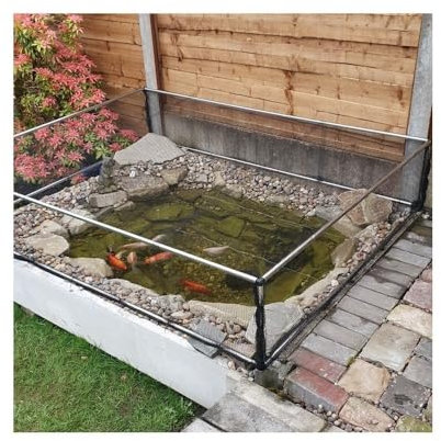 Raised Pond Cover with Protective Netting Lightweight Black Net Multiple Sizes (H:0.35m W:1.2m L:1.5m)