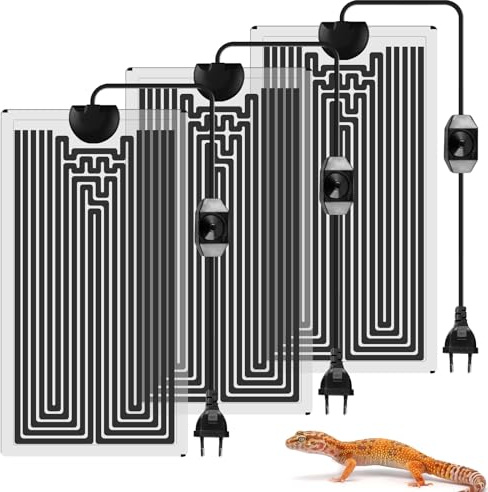 Tapis Chauffant Reptile, Lot de 3 Tapis Chauffant Terrarium Réglable, 7 W Tapis Chauffant pour Reptiles avec Contrôle de La Température, Tapis Chauffant pour Reptiles pour Reptiles ( 15 × 28 cm )