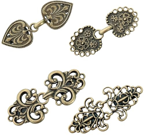 TXSN Vintage Sweater Swirl Cape Cloak Cloak Clips Retro Cardigan Clip Shawl Collar Clasp Dress Shirt Brooch Clip für Mädchen Frauen, Packung von 4 Bronze