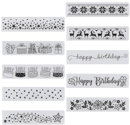 10 StüCk PräGeschablonen, PräGestempel, 15 x 3 cm PräGefolder PräGeschablone, Embossing Folder, Kunststoff-PräGeschablonen für FotoumschläGe und KartenpräGung