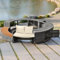 REXO Juego de salón de jardín con sofá redondo, conjunto de muebles de jardín, juego de salón para jacuzzi y piscina, con patas ajustables, incluye cojines, muebles para patio, jardín o piscina