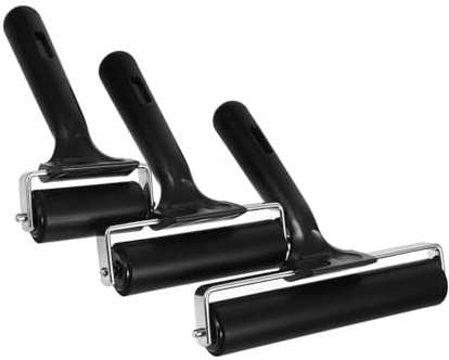 SOPOTUTU Lot de 3 Rouleaux en Caoutchouc Largeur 6 Cm 10 Cm 15 Cm Applicateur d'encre pour Gravure Impression Artistique Loisirs Créatifs Usage Professionnel