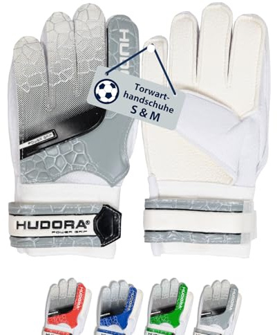HUDORA Gants de Gardien de But - Gants de Football rembourrés pour Enfants et Adolescents - Gants de Gardien de But avec Dos en Mousse et Fermeture Velcro