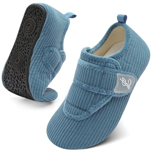 LeIsfIt House Slippers for Women Men Soft Barefoot House Shoes Slip on Non-slip Slipper Socks with Rubber Sole Cozy Comfy for Home Bedroom Travel Yoga, Cyan, 8-9 Women/6.5-7.5 Men