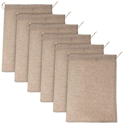 OUNONA 6 Sacchetti di Juta Traspiranti Coulisse Riutilizzabili in Burlap Beige per Conservazione Stoccaggio Piante e Organizzazione Quotidiana