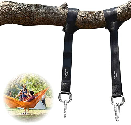 POOTACK Lot de 2 Kit Hamac Ultra Résistant aux Sangles Lourde Suspension 150cm avec D-Ring,Deux Crochets Mousquetons, Charge Max 500kg,Sangles Terylene 100% Non,Extensible, Adapté aux Hamac