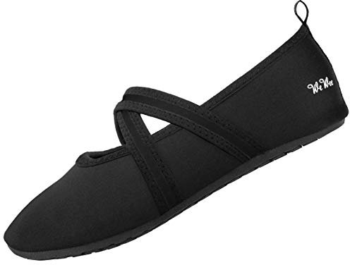 WeWee Die gesunden Allround-Barfußschuhe Damen - Vielseitig einsetzbare Minimalschuhe aus Neopren Wasserschuhe, Strandschuhe Badeschuhe, Schwarz, 40/41 EU(Herstellergröße: XL)