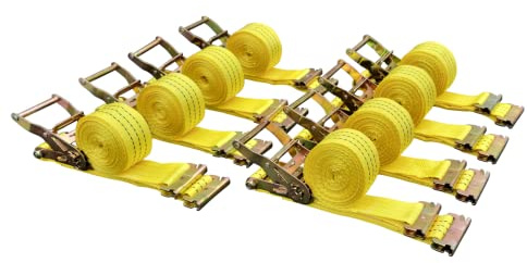 E-Track Ratchet Tie Down Straps, 2 in x 15 ft, 4,400 lb Breaking Strength, 8-Pack