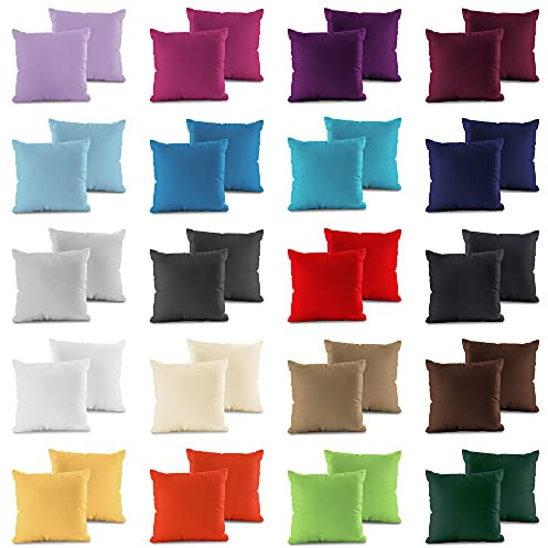 2er Pack Jersey Kissenbezug mit Reißverschluss 100% BW 160 Gr/m² Kissenhülle, Farbe:Türkis, Größe:80 x 80 cm