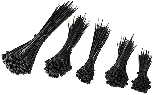 Kabelbinder Sortiment 500 teilig 5 Größen 100x je 100mm 140mm 160 x 2,5mm 100x 200mm / 300mm x 3,5mm Wetterfest UV beständig Schwarz
