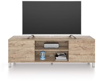 Mobili Fiver, Mobile Porta Tv Rachele, color Quercia, 150 cmx42 cmx48 cm, Mobile Tv moderno per tv fino a 65'', Made in Italy