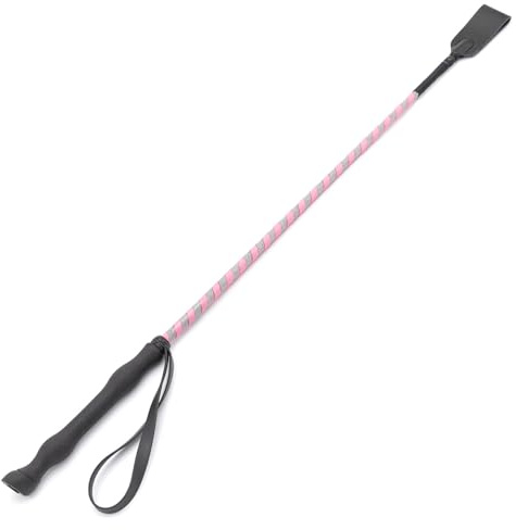 Jeffers Equine Glitter Ribbon Crop Training Bat – 26 Inch Horse Riding Crop Stick with Rubber Grip Handle for Training, Jumping, Equestrian, Groundwork, Barrel Racing, Rodeo, Trail - Pink